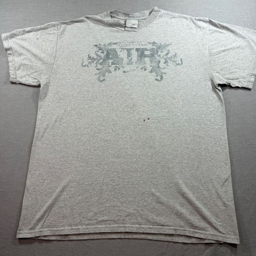 Nike T-Shirt Mens XL Gray Good Graphic Air Filigree Short Sleeve Cotton Tee